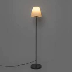 QAZQA Buiten vloerlamp zwart met witte kap IP65 25 cm - Virginia