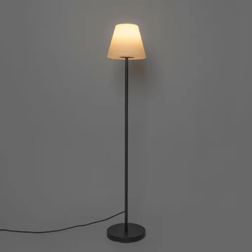 QAZQA Buiten vloerlamp zwart met witte kap IP65 25 cm - Virginia