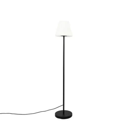 QAZQA Buiten vloerlamp zwart met witte kap IP65 25 cm - Virginia