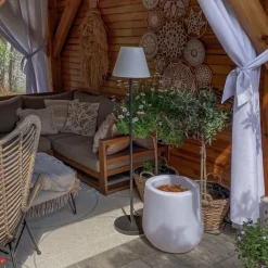 QAZQA Buiten vloerlamp zwart met witte kap IP65 25 cm - Virginia