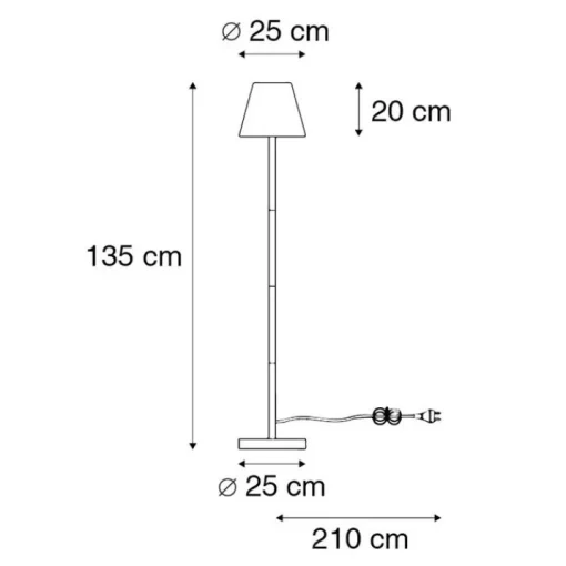 QAZQA Buiten vloerlamp zwart met witte kap IP65 25 cm - Virginia