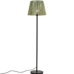 QAZQA Buiten vloerlamp zwart met kap groen touw IP44 - Virginia Jayla