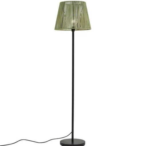 QAZQA Buiten vloerlamp zwart met kap groen touw IP44 - Virginia Jayla