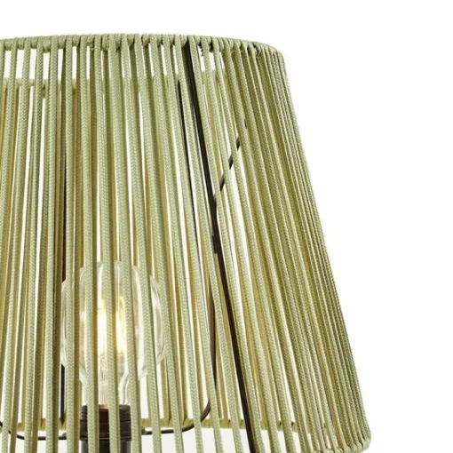 QAZQA Buiten vloerlamp zwart met kap groen touw IP44 - Virginia Jayla