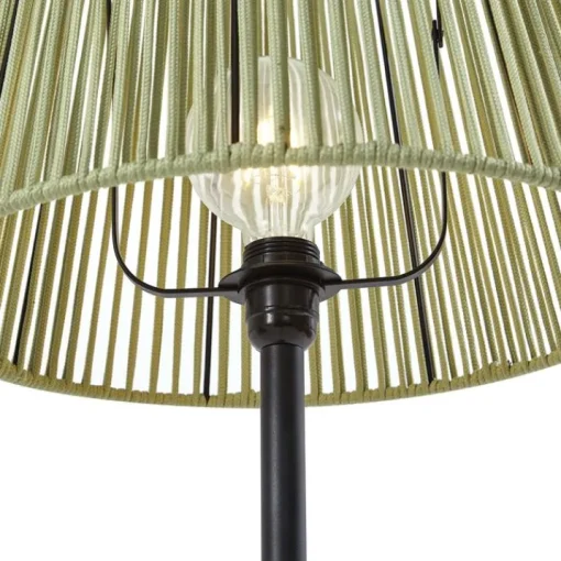 QAZQA Buiten vloerlamp zwart met kap groen touw IP44 - Virginia Jayla
