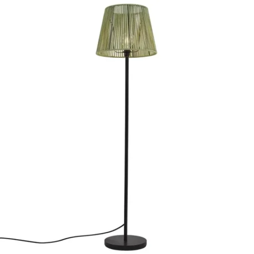 QAZQA Buiten vloerlamp zwart met kap groen touw IP44 - Virginia Jayla