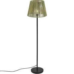 QAZQA Buiten vloerlamp zwart met kap groen touw IP44 - Virginia Jayla