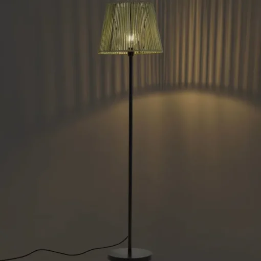QAZQA Buiten vloerlamp zwart met kap groen touw IP44 - Virginia Jayla