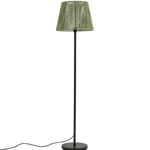 QAZQA Buiten vloerlamp zwart met kap groen touw IP44 - Virginia Jayla