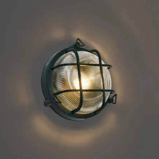 QAZQA Buiten wand- en plafondlamp donker groen rond IP44 - Noutica