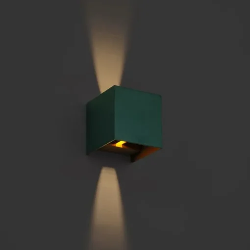 QAZQA Buiten wandlamp donker groen incl. LED IP54 - Edwin