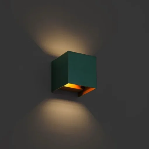 QAZQA Buiten wandlamp donker groen incl. LED IP54 - Edwin