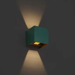 QAZQA Buiten wandlamp donker groen incl. LED IP54 - Edwin