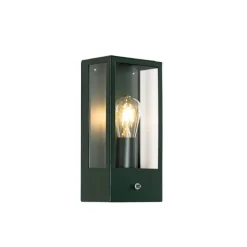 QAZQA Buiten wandlamp donker groen met schemersensor IP44 - Rotterdam