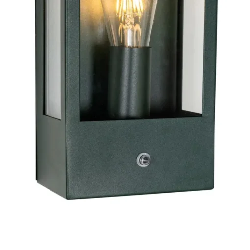 QAZQA Buiten wandlamp donker groen met schemersensor IP44 - Rotterdam