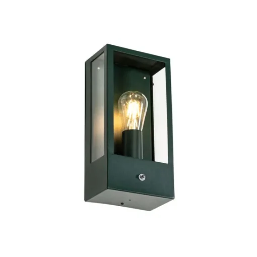 QAZQA Buiten wandlamp donker groen met schemersensor IP44 - Rotterdam