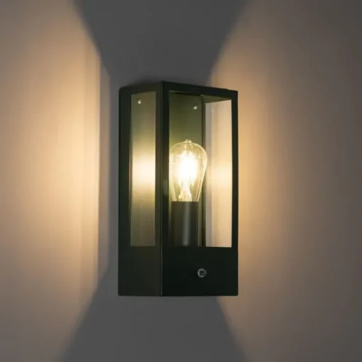 QAZQA Buiten wandlamp donker groen met schemersensor IP44 - Rotterdam