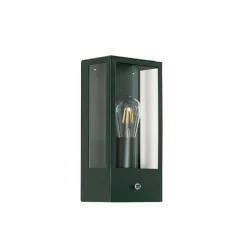 QAZQA Buiten wandlamp donker groen met schemersensor IP44 - Rotterdam
