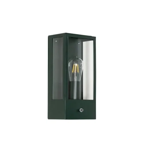 QAZQA Buiten wandlamp donker groen met schemersensor IP44 - Rotterdam
