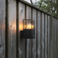 QAZQA Buiten wandlamp donkergrijs met bewegingsmelder IP44 - Denmark