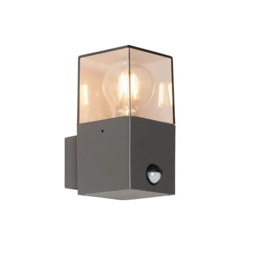 QAZQA Buiten wandlamp donkergrijs met bewegingsmelder IP44 - Denmark