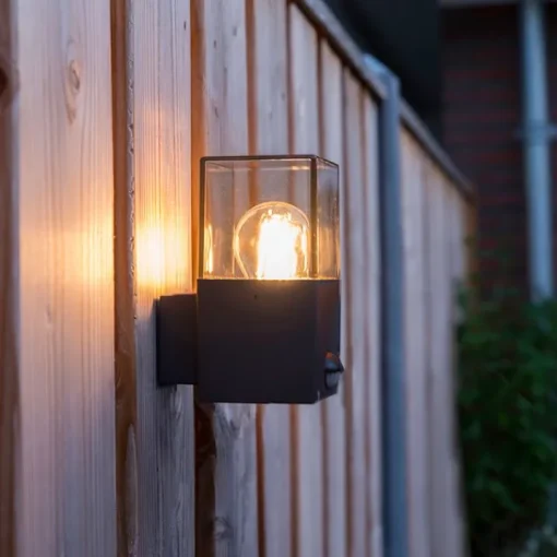 QAZQA Buiten wandlamp donkergrijs met bewegingsmelder IP44 - Denmark