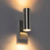 QAZQA Buiten wandlamp staal 2-lichts IP44 met schemersensor - Duo