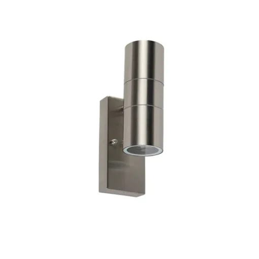 QAZQA Buiten wandlamp staal 2-lichts IP44 met schemersensor - Duo