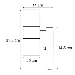 QAZQA Buiten wandlamp staal 2-lichts IP44 met schemersensor - Duo