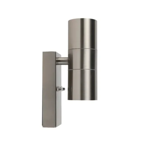QAZQA Buiten wandlamp staal 2-lichts IP44 met schemersensor - Duo