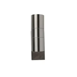 QAZQA Buiten wandlamp staal 2-lichts IP44 met schemersensor - Duo