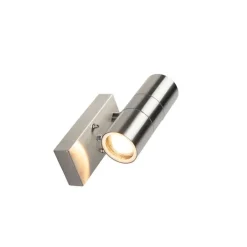QAZQA Buiten wandlamp staal 2-lichts IP44 met schemersensor - Duo