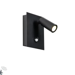 QAZQA Buiten wandlamp zwart incl. LED IP54 bewegingssensor - Simon