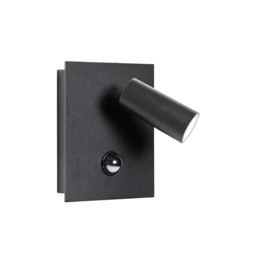 QAZQA Buiten wandlamp zwart incl. LED IP54 bewegingssensor - Simon