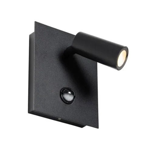 QAZQA Buiten wandlamp zwart incl. LED IP54 bewegingssensor - Simon