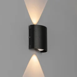 QAZQA Buiten wandlamp zwart incl. LED 2-lichts IP54 - Silly