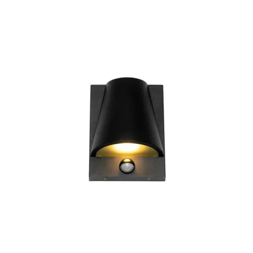 QAZQA Buiten wandlamp zwart IP44 met bewegingsmelder - Femke