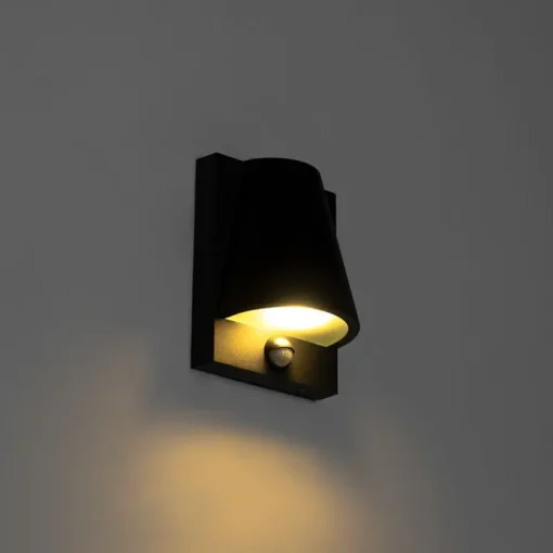 QAZQA Buiten wandlamp zwart IP44 met bewegingsmelder - Femke