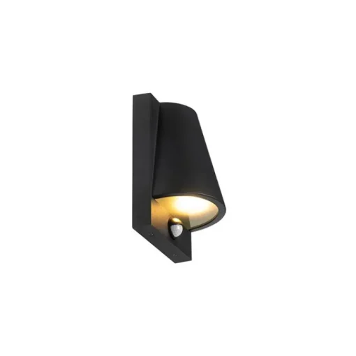 QAZQA Buiten wandlamp zwart IP44 met bewegingsmelder - Femke