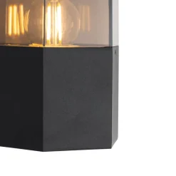 QAZQA Buiten wandlamp zwart met smoke glas zeshoek IP44 - Denmark