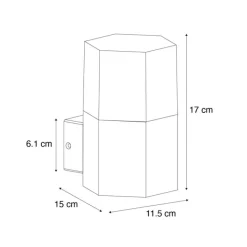 QAZQA Buiten wandlamp zwart met smoke glas zeshoek IP44 - Denmark