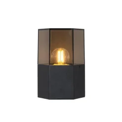 QAZQA Buiten wandlamp zwart met smoke glas zeshoek IP44 - Denmark