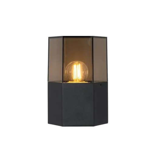 QAZQA Buiten wandlamp zwart met smoke glas zeshoek IP44 - Denmark