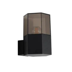 QAZQA Buiten wandlamp zwart met smoke glas zeshoek IP44 - Denmark