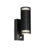 QAZQA Buiten wandlamp zwart met bewegingssensor 2-lichts - Boris