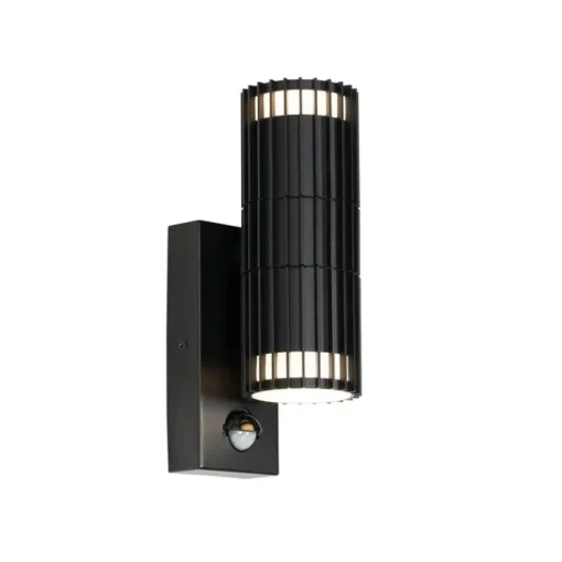 QAZQA Buiten wandlamp zwart met bewegingssensor 2-lichts - Boris