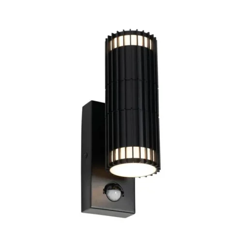 QAZQA Buiten wandlamp zwart met bewegingssensor 2-lichts - Boris