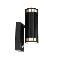 QAZQA Buiten wandlamp zwart met bewegingssensor 2-lichts - Boris