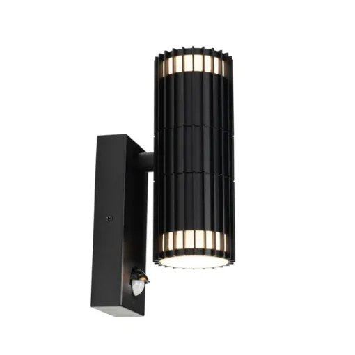 QAZQA Buiten wandlamp zwart met bewegingssensor 2-lichts - Boris