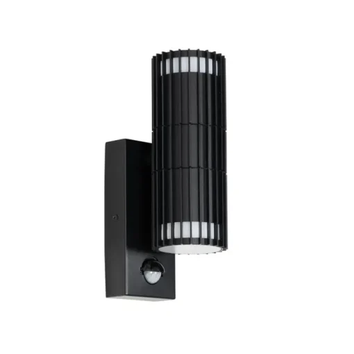 QAZQA Buiten wandlamp zwart met bewegingssensor 2-lichts - Boris